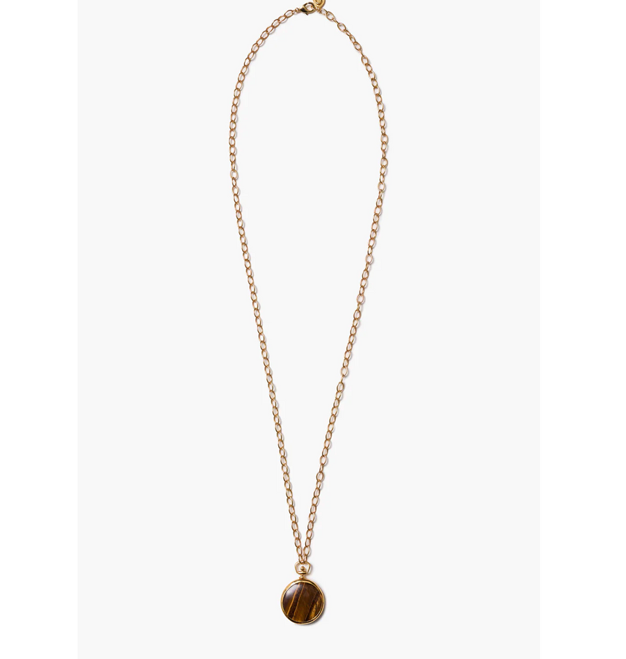Chan Luu Pocket Watch Necklace - Tigers Eye