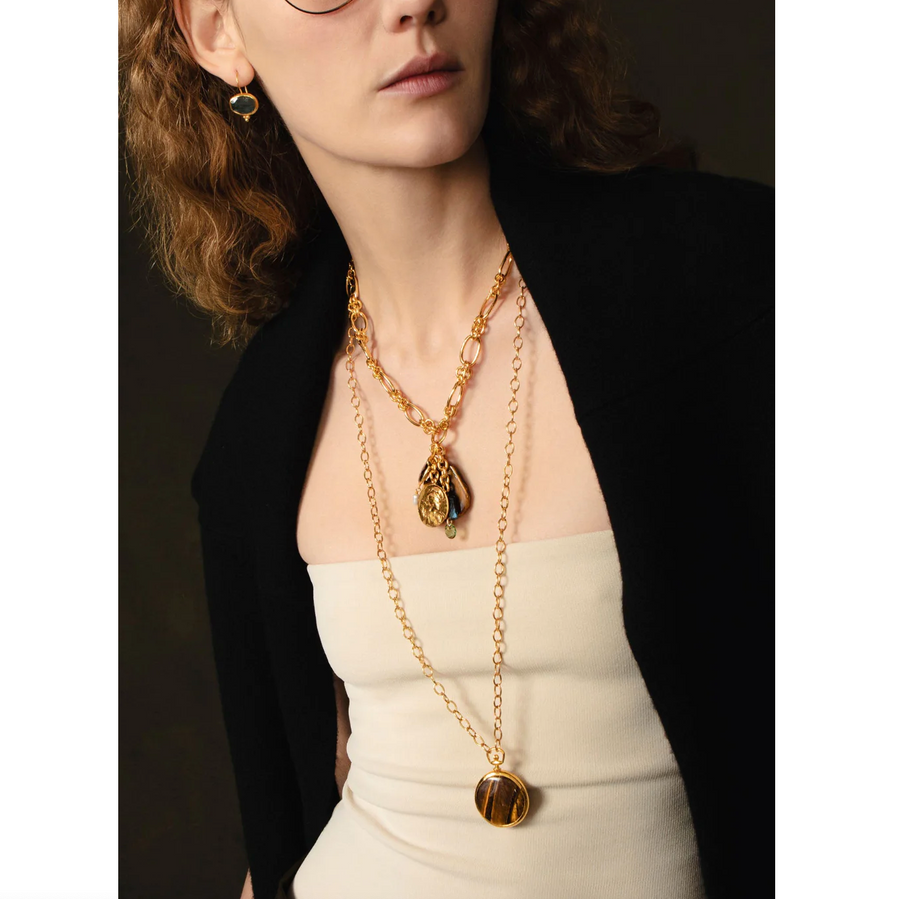 Chan Luu Pocket Watch Necklace - Tigers Eye