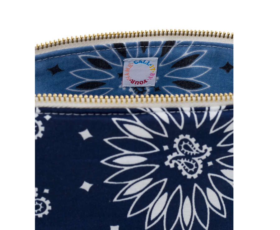 Call It By Your Name MUSHROOM Large Vanity Pouch - Navy/Chambray