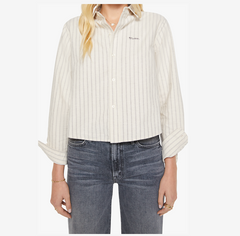 MOTHER The Cropped Bestie - Cream And Black Stripe