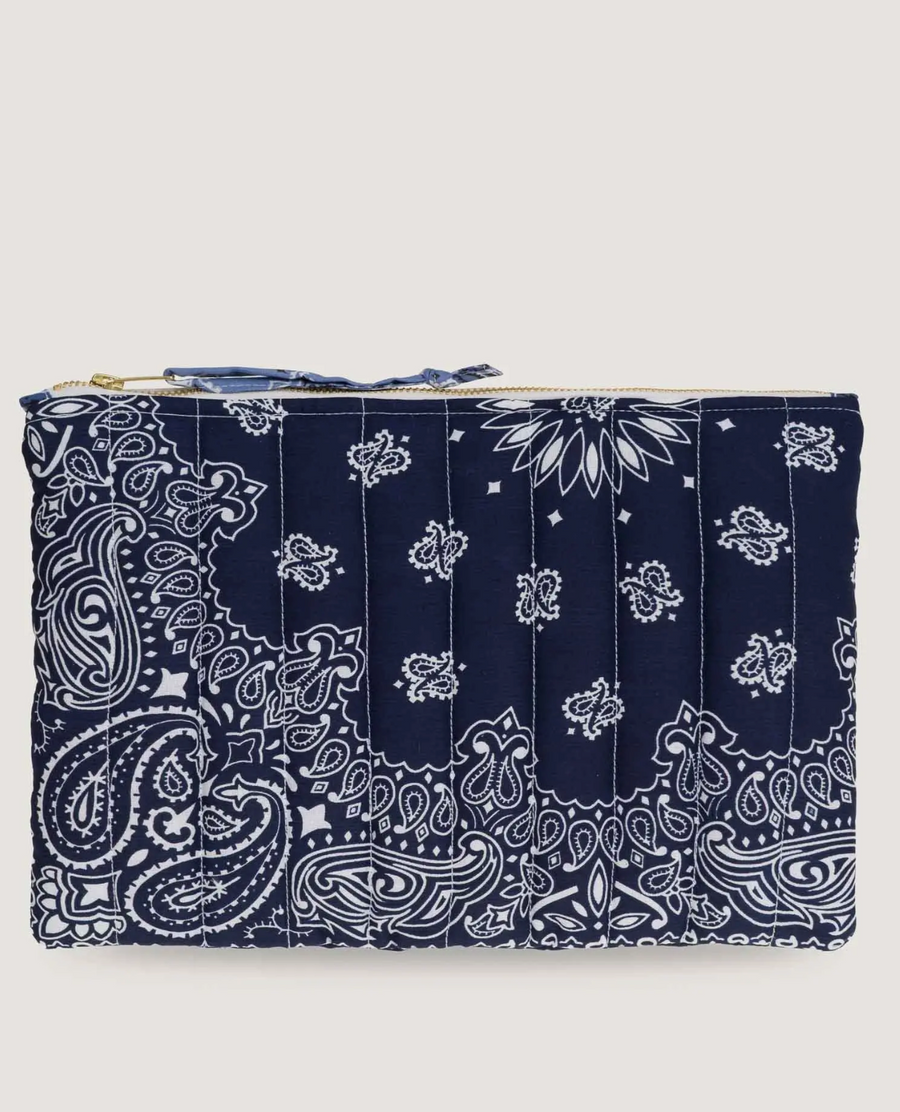Call It By Your Name HEART Zipped Quilted Pouch - Navy/Chambray