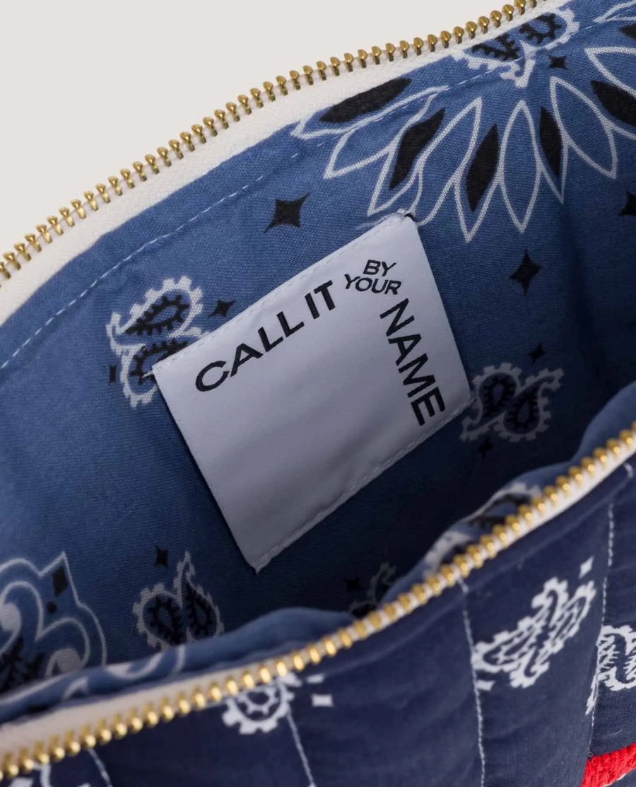 Call It By Your Name HEART Zipped Quilted Pouch - Navy/Chambray