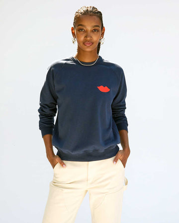 Sweatshirt - Navy w/Lips