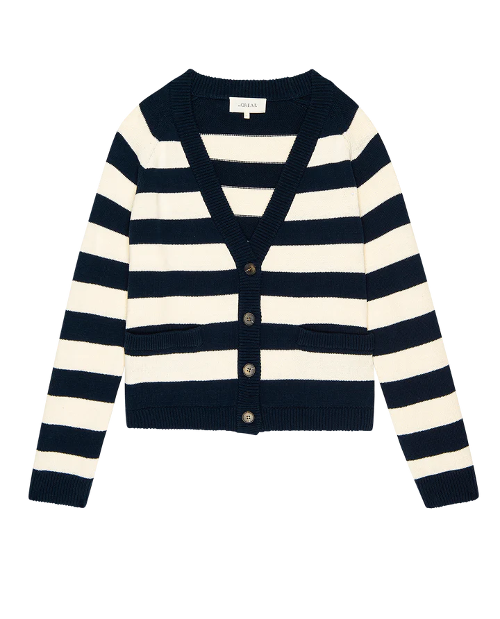 Varsity Cardigan - Navy Range Stripe