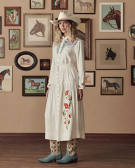 The Great The Western Embroidered Highland Skirt - Cream
