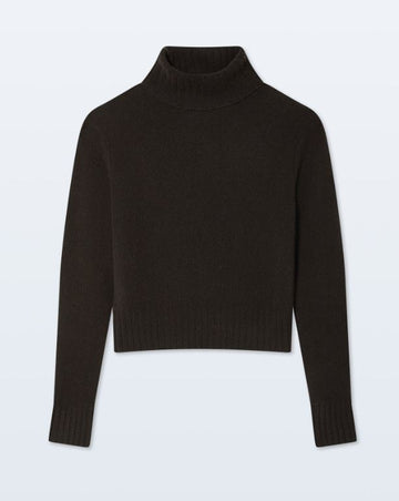 White & Warren Cashmere Featherweight Turtleneck- Dark Umber