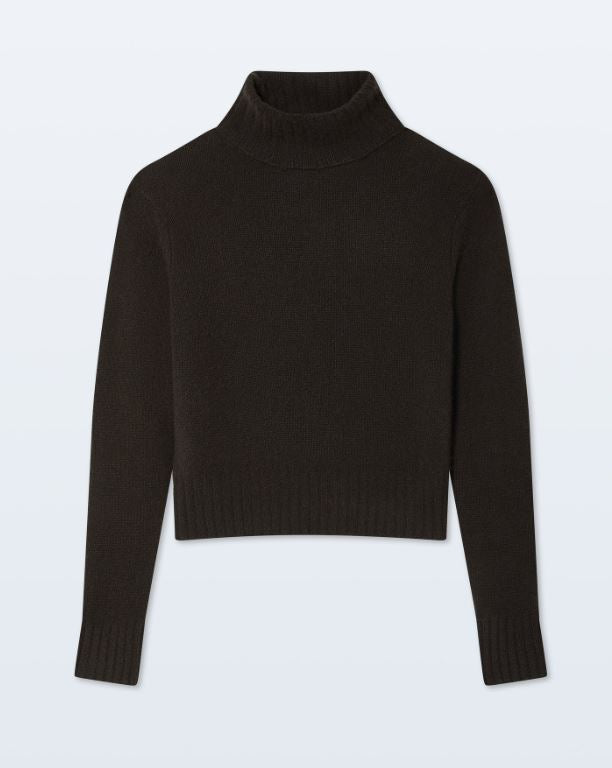 White & Warren Cashmere Featherweight Turtleneck- Dark Umber
