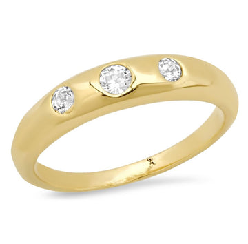 3 Stone Accent Ring - Gold/Clear