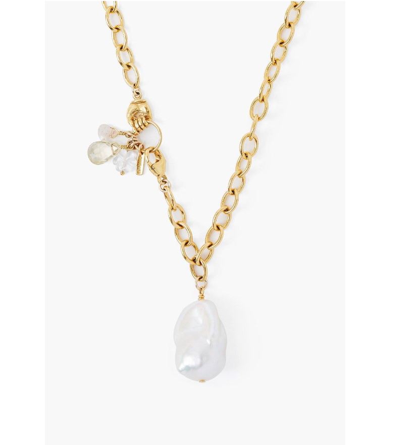 Lemon Topaz And Pearl Mano Necklace
