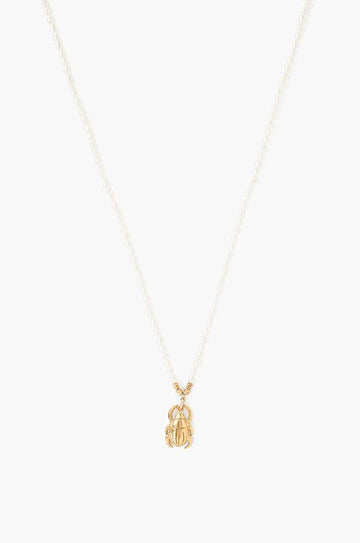 Seed Pearl And Scarab Necklace - Gold