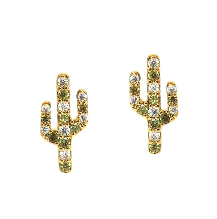 Cactus Stud Earrings - Gold