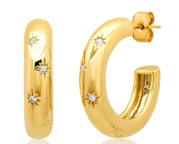 Gold Celestial Hoop Earrings
