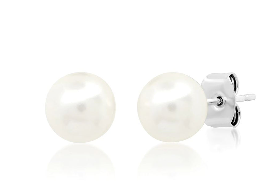 Tai Jewelry Classic 7MM Pearl Studs - Sterling Silver
